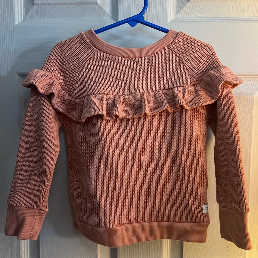 Kids Pink Ruffle Sweater